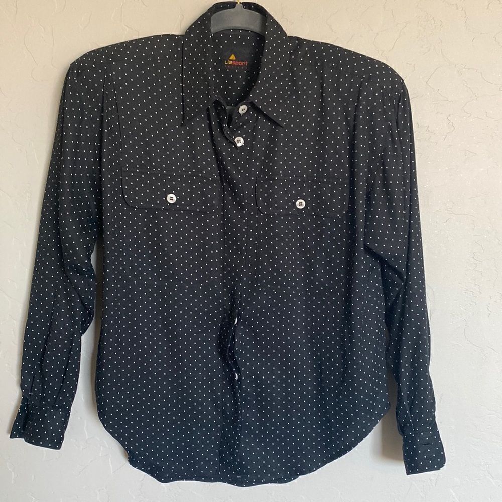 Black and white polka dot blouse